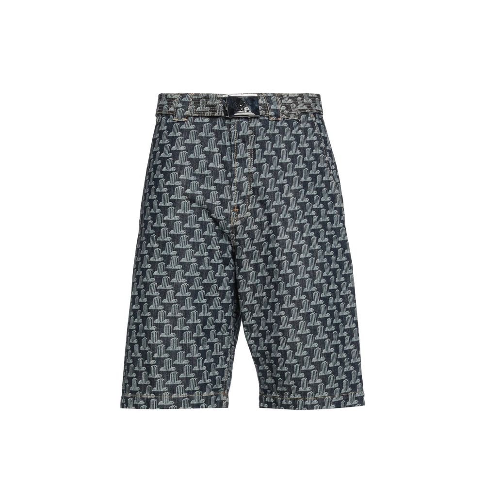 Blue Cotton Knee Length