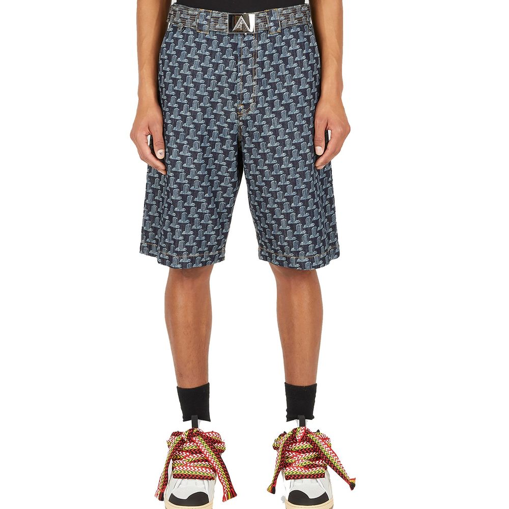 Blue Cotton Knee Length
