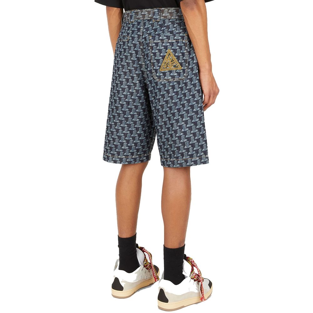 Blue Cotton Knee Length