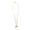 Dolphin Motif Rhinestone Gold Plated Necklace