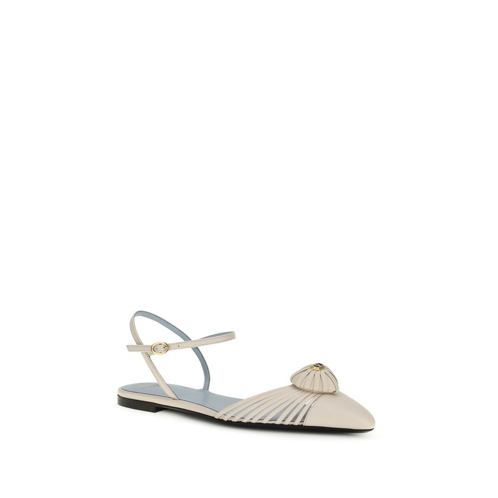 Beige Goatskin Ballet Flats