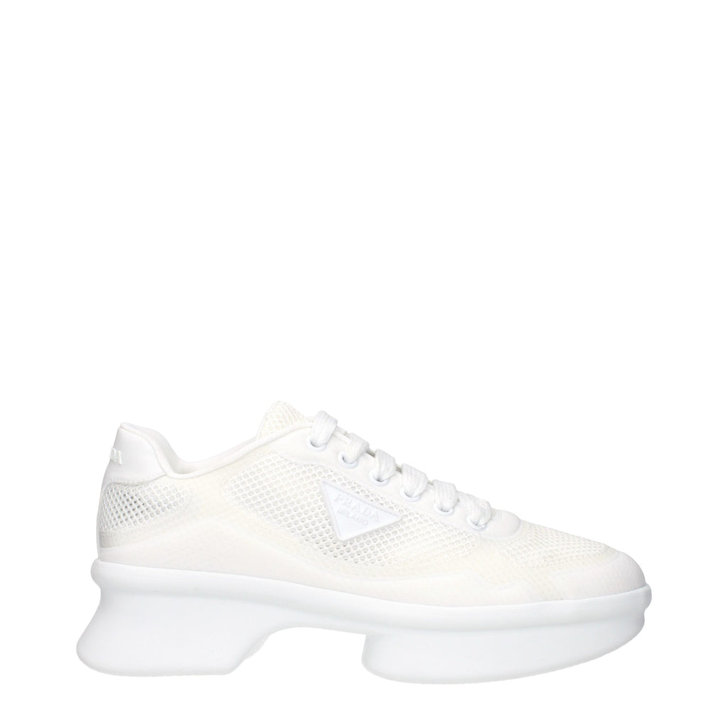 White Fabric Low Top Sneakers