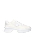 White Fabric Low Top Sneakers