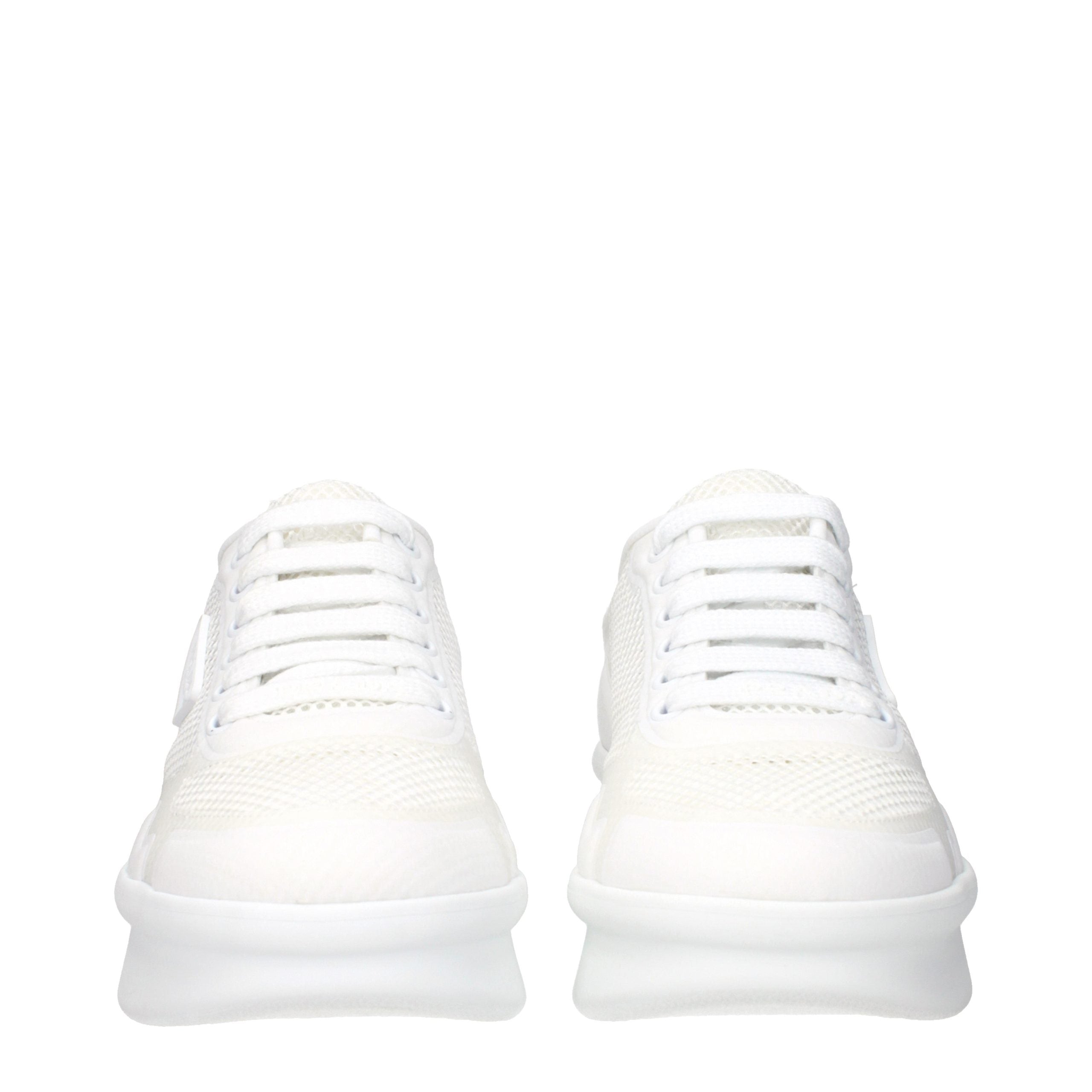 White Fabric Low Top Sneakers