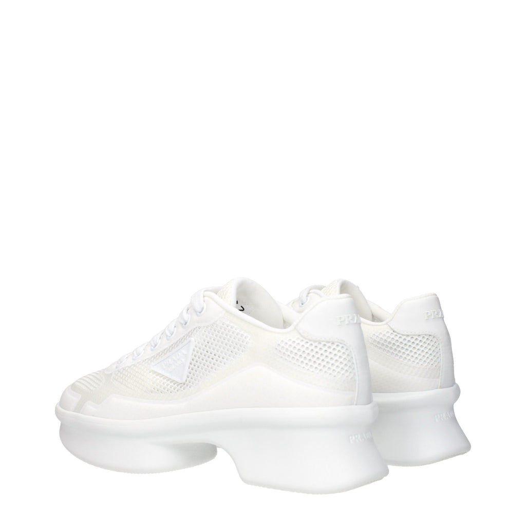 White Fabric Low Top Sneakers