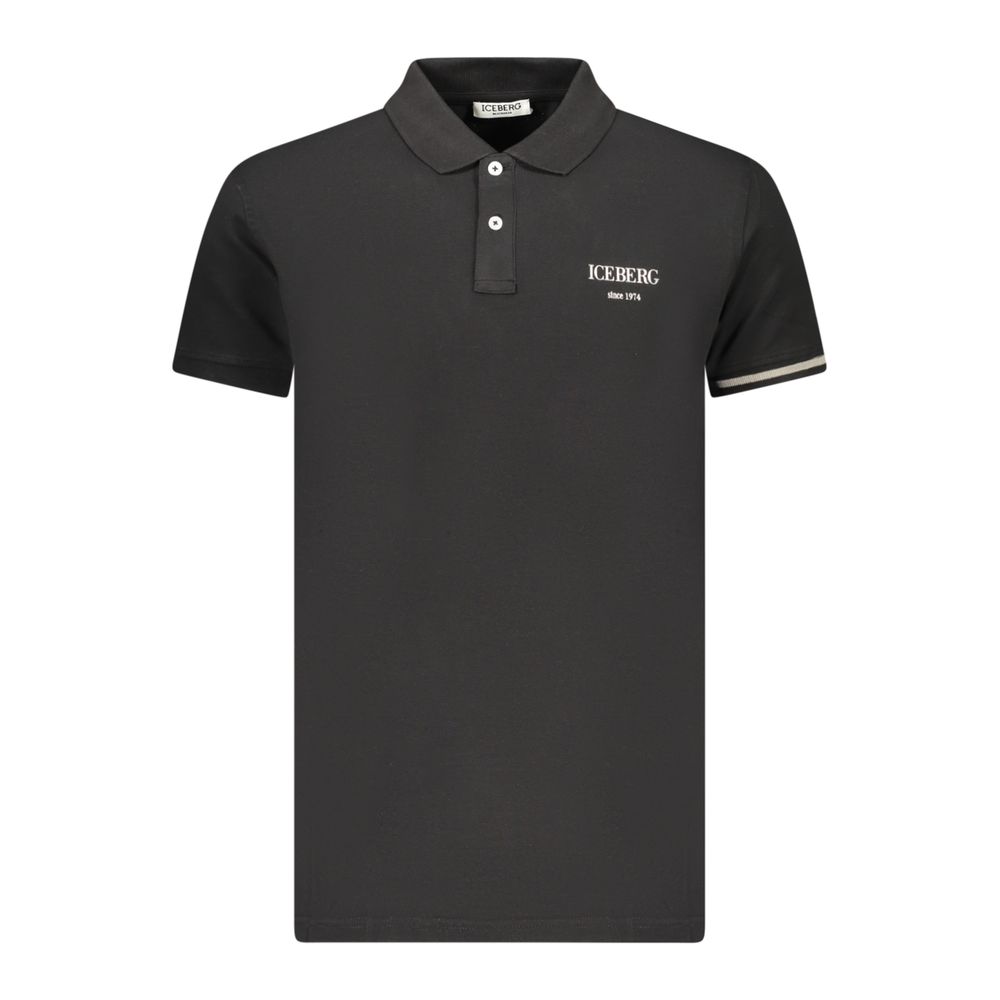Black Cotton Men Polo Shirt
