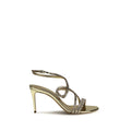 Gold Calf Leather Bos Taurus Stiletto Heel Sandals