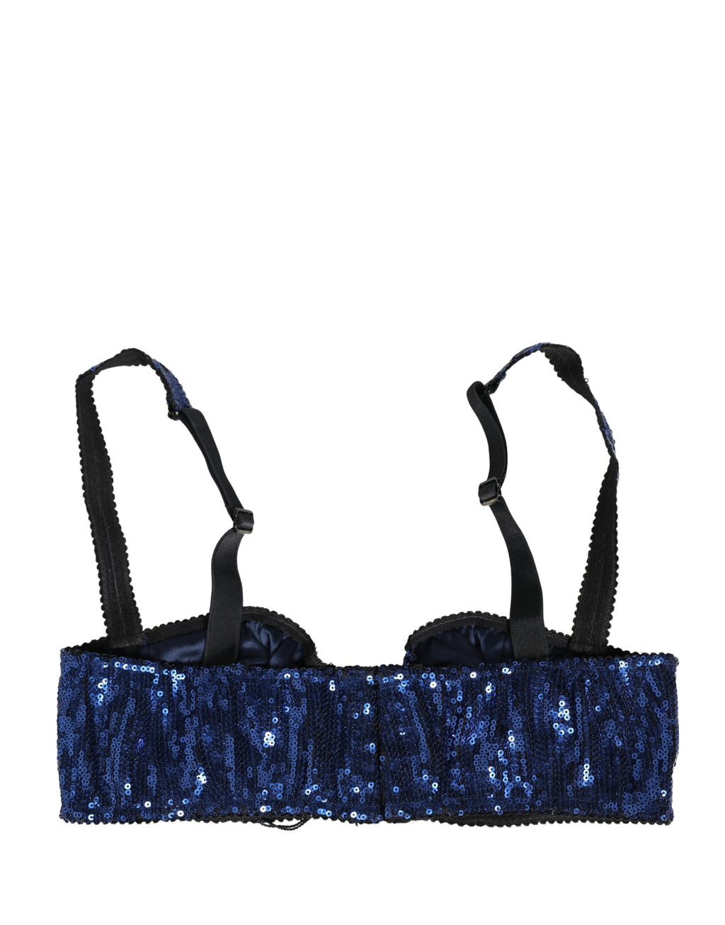 Blue Sequined Nyon Balconnet Bra Underwear