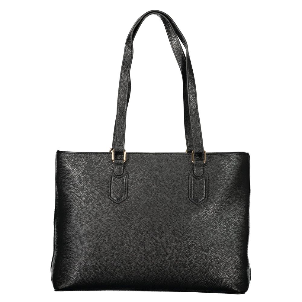 Nero Poliuretano Womens Bag with Internal Pocket and Phone Spaces
