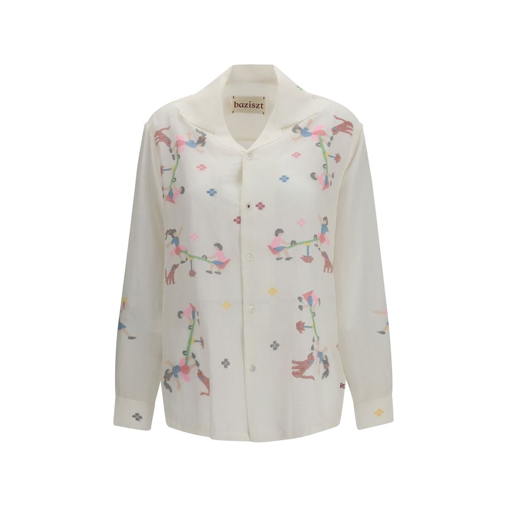 White Cotton Pattern Shirt