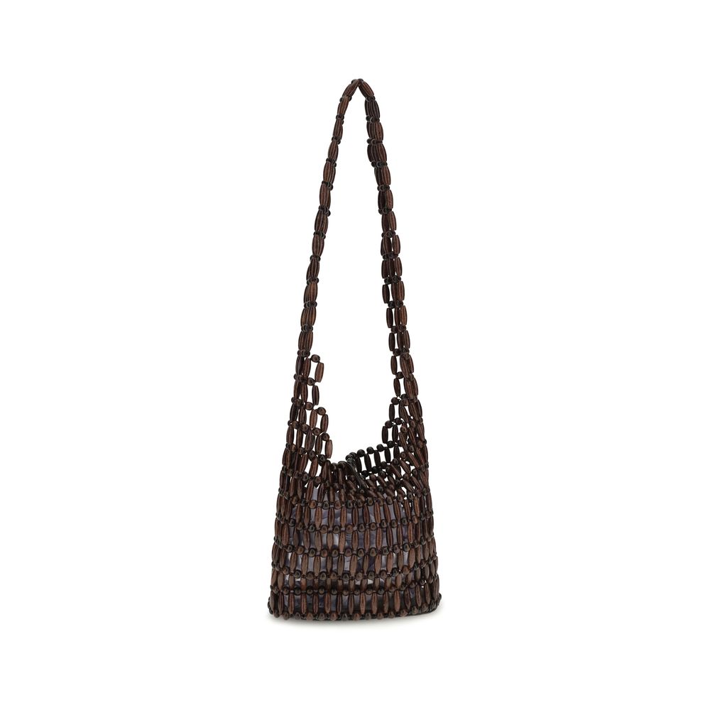 Brown Wood Shoulder Bag