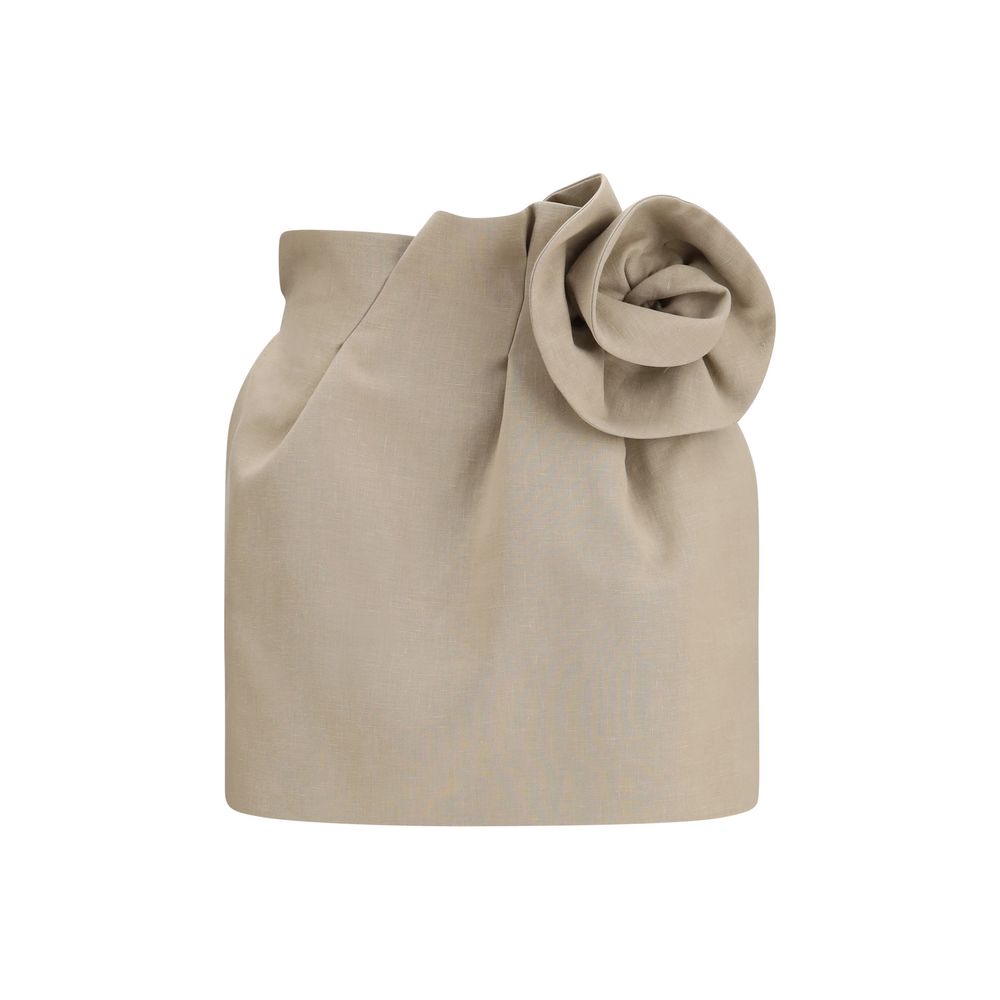 Beige Linen Mini Skirt