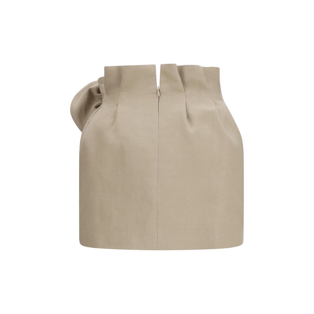 Beige Linen Mini Skirt