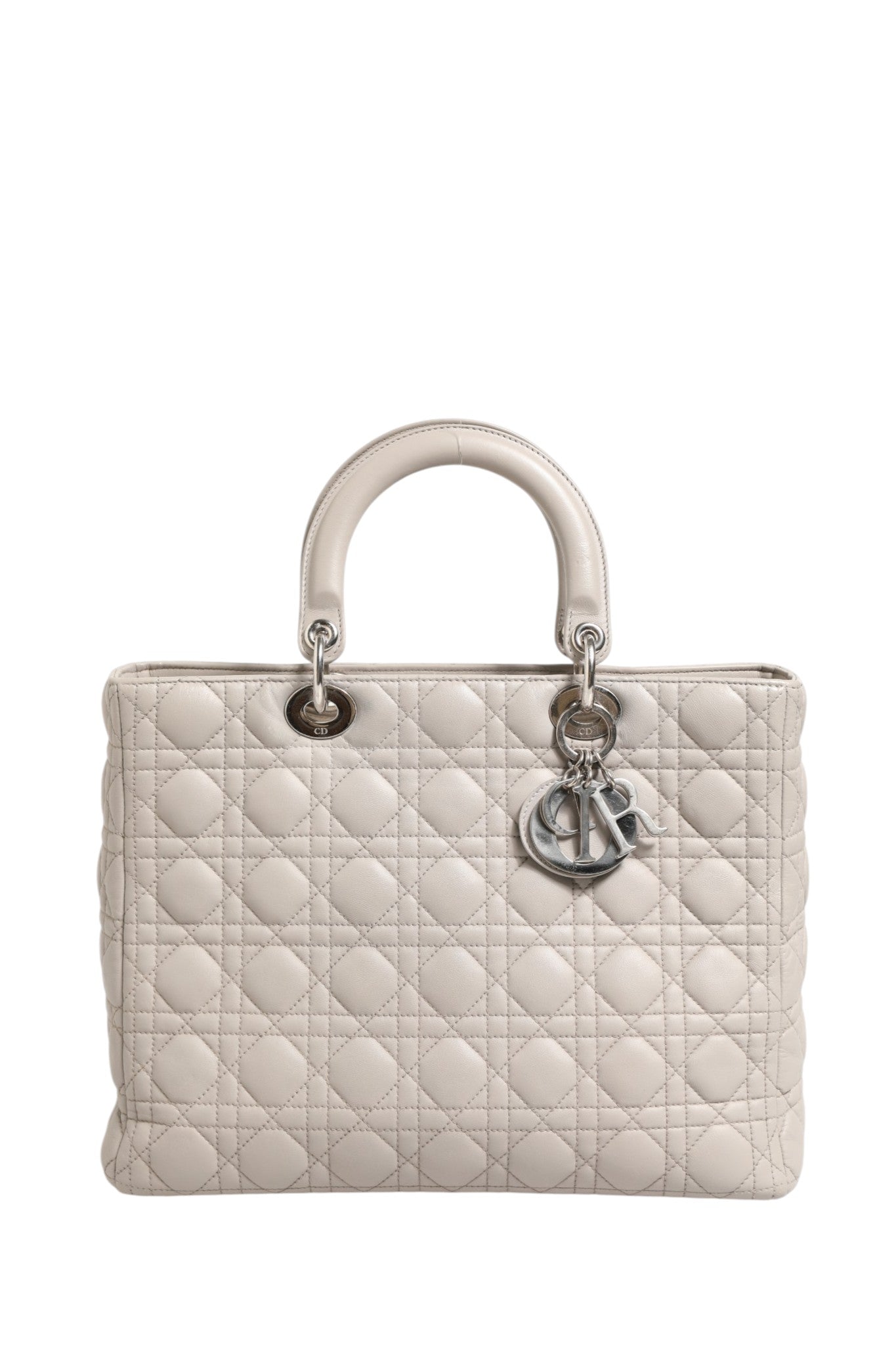 Lady Dior Large Grey Cannage Lambskin Bag