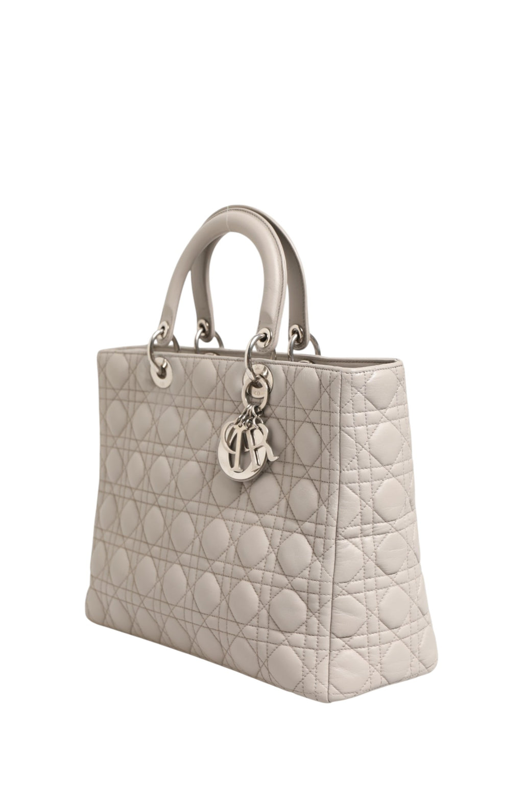 Lady Dior Large Grey Cannage Lambskin Bag