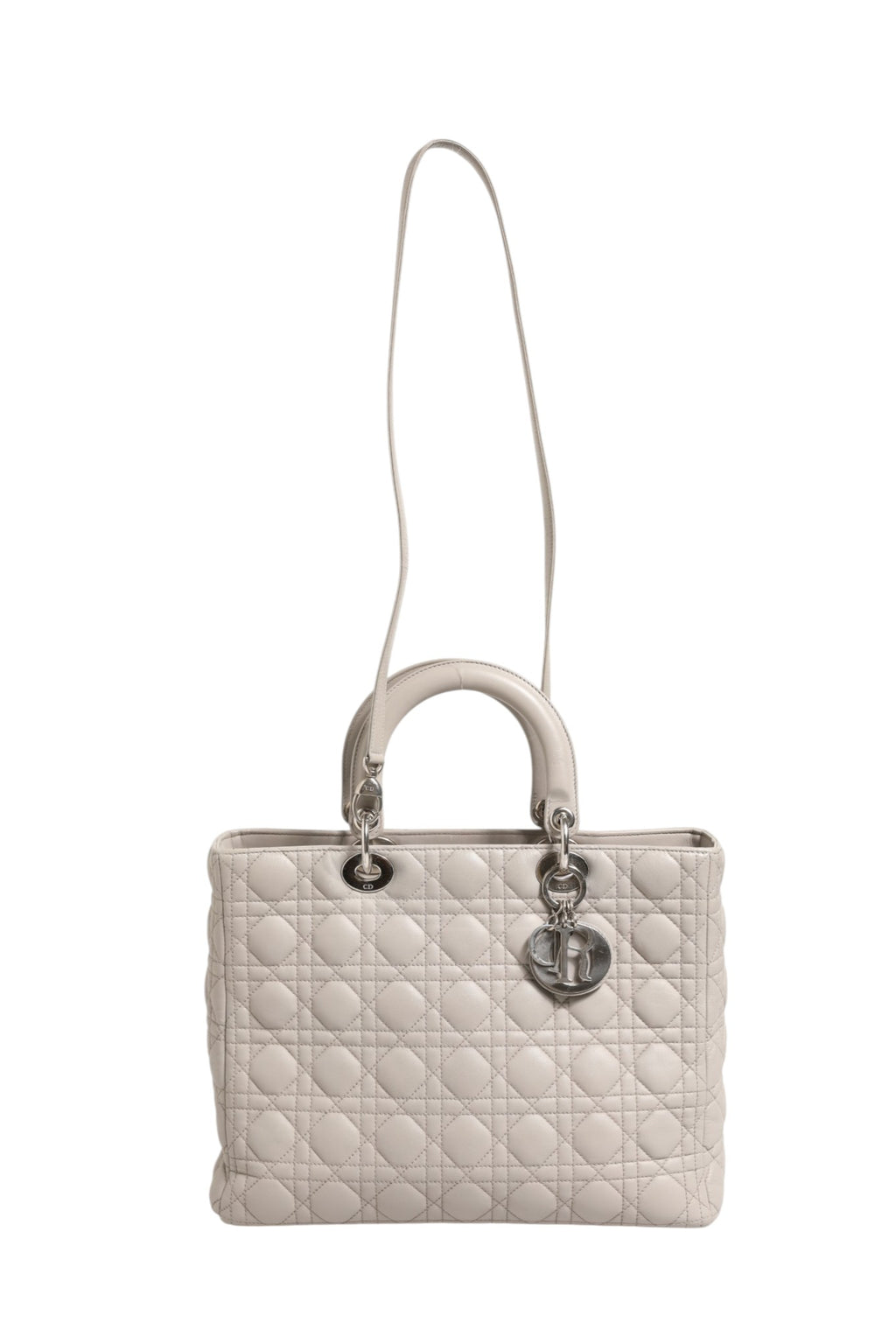 Lady Dior Large Grey Cannage Lambskin Bag