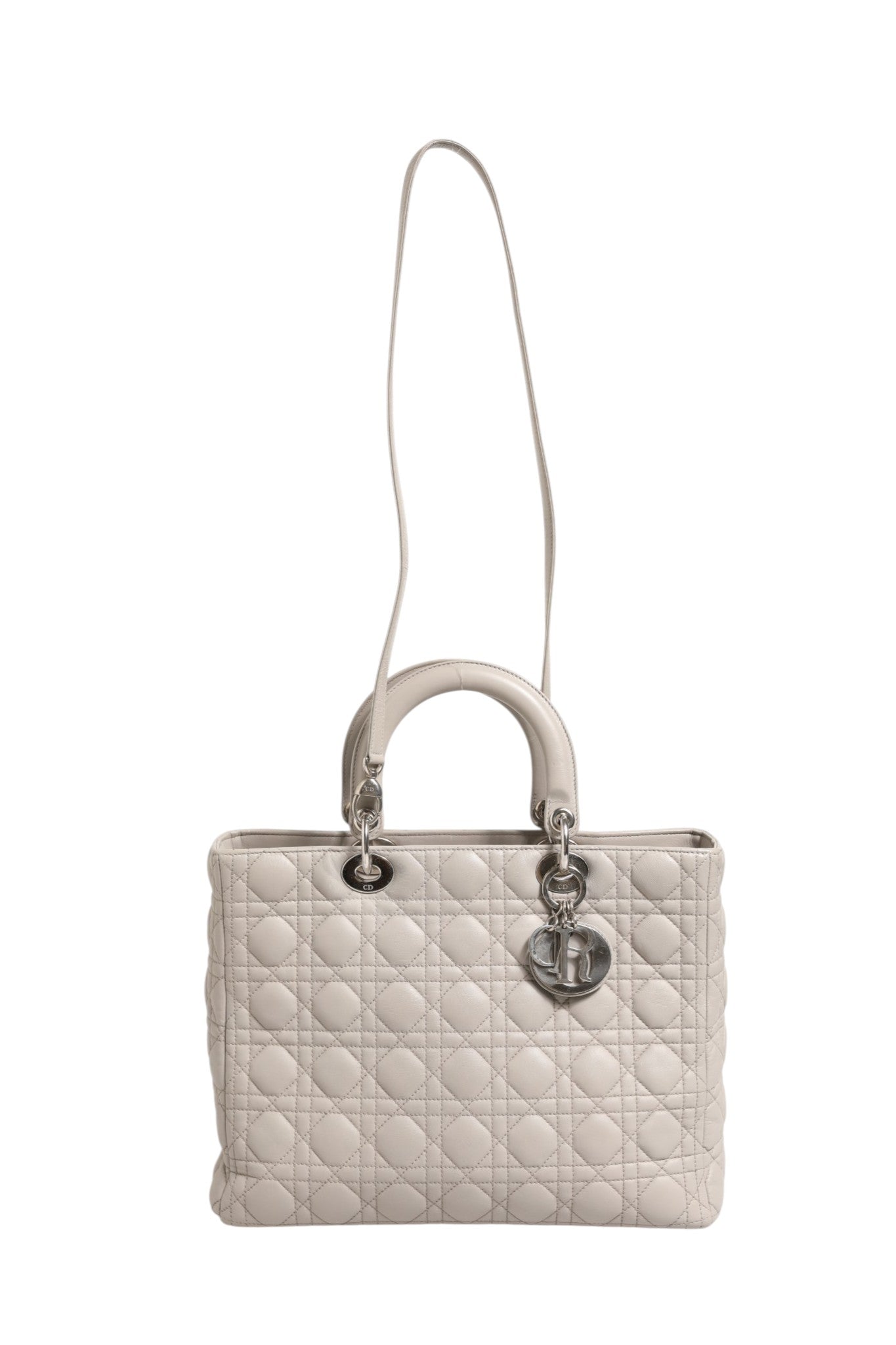 Lady Dior Large Grey Cannage Lambskin Bag