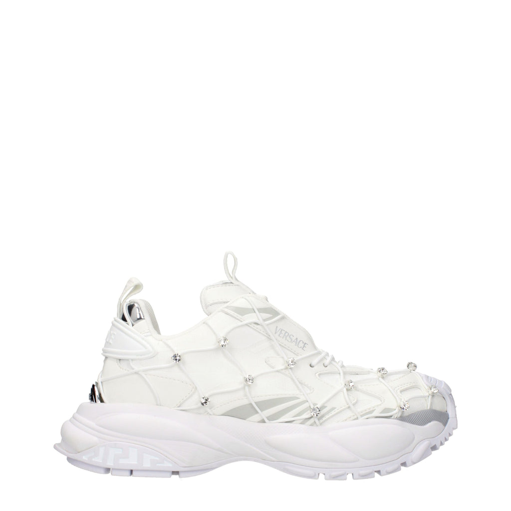 White Fabric Sneakers