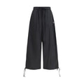 Black Polyester Casual Pants