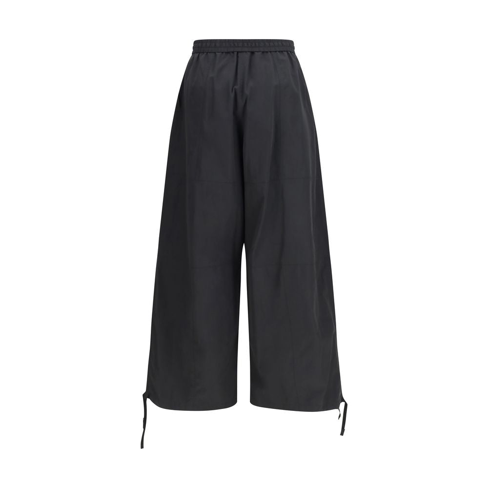 Black Polyester Casual Pants