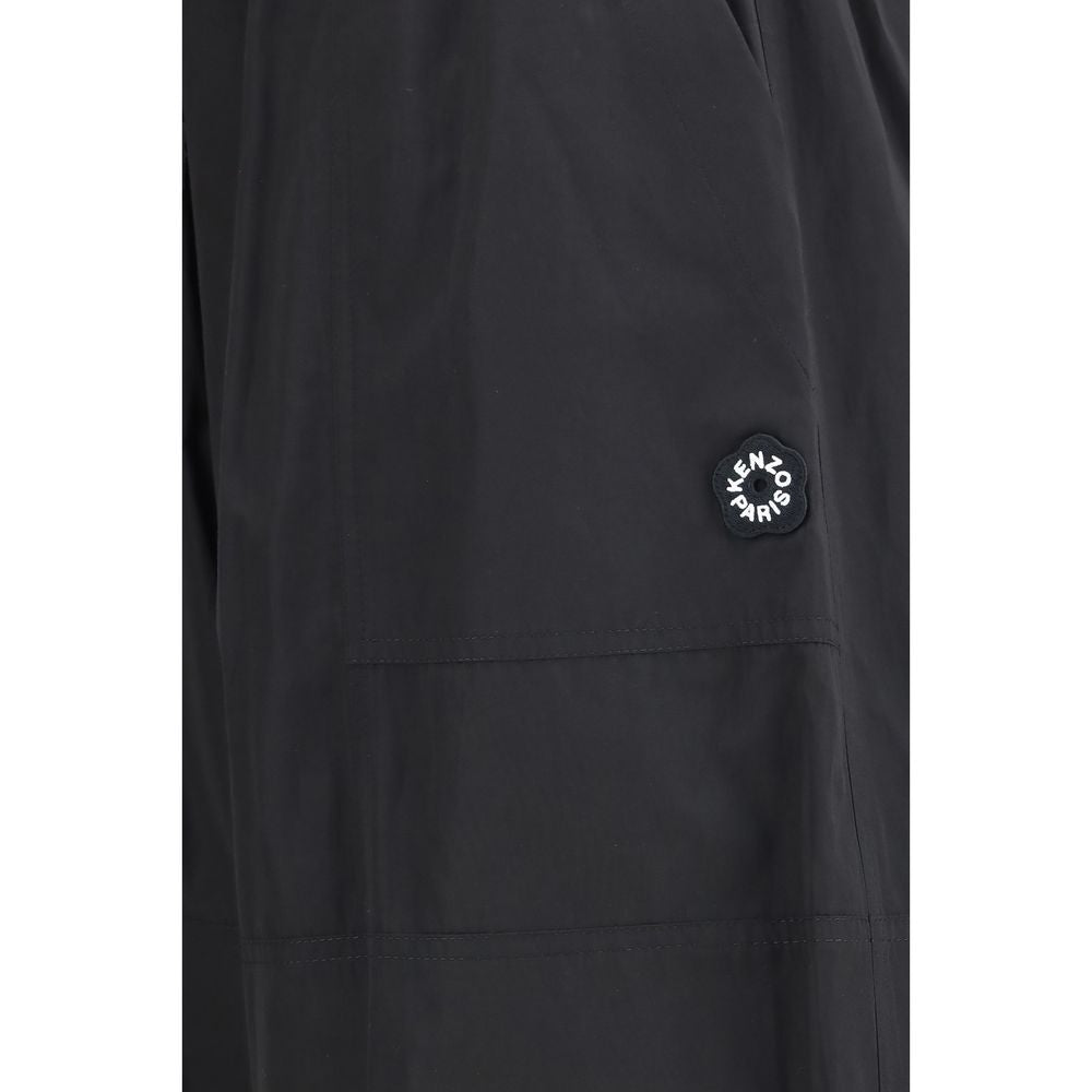 Black Polyester Casual Pants
