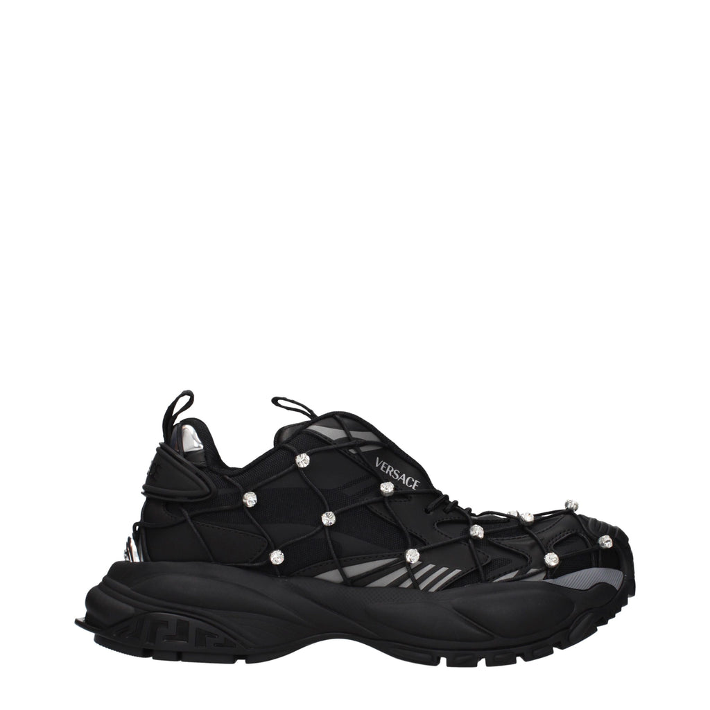 Black Fabric Chunky Sneakers