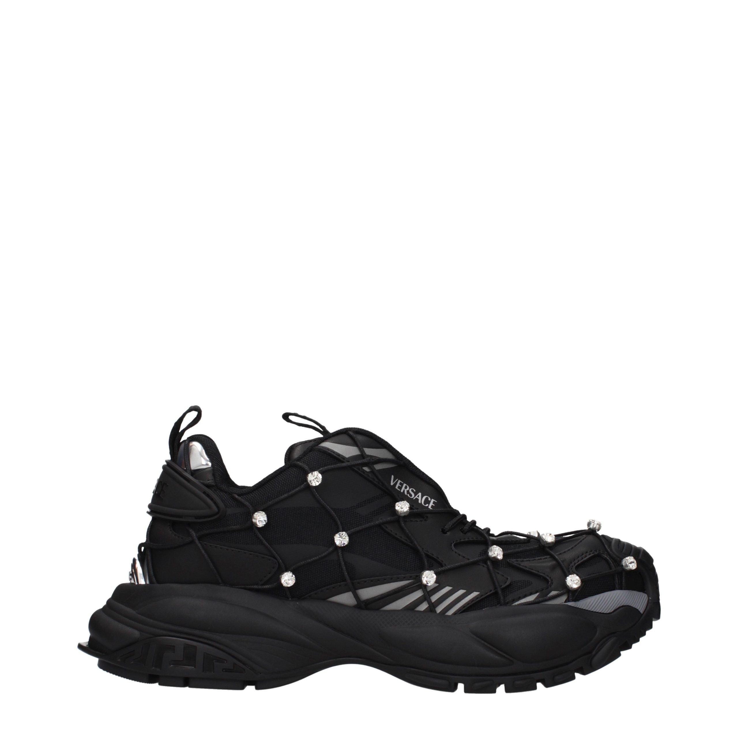 Black Fabric Chunky Sneakers