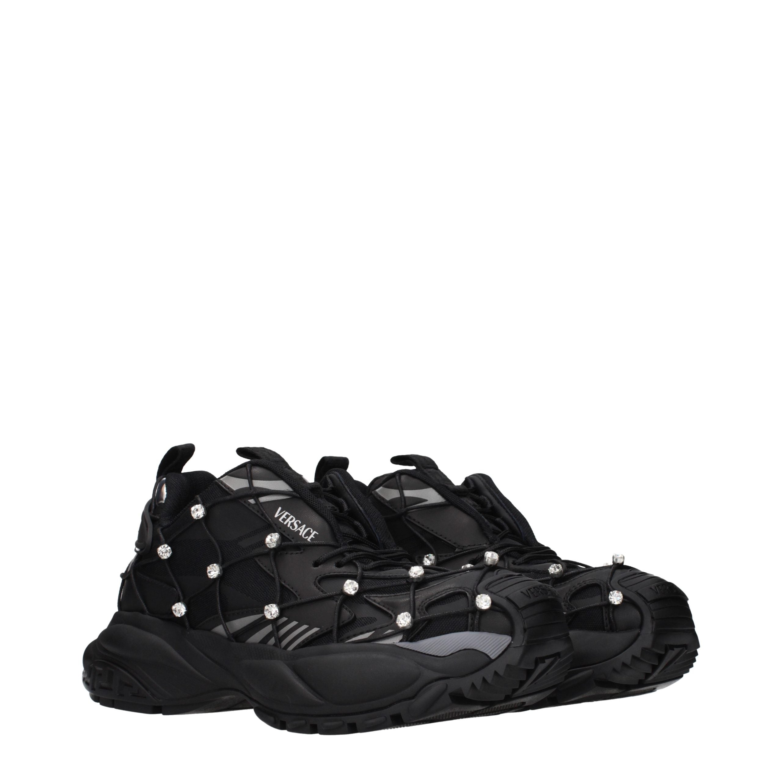 Black Fabric Chunky Sneakers