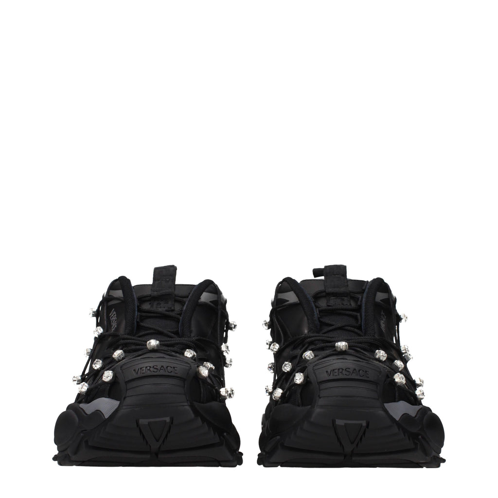 Black Fabric Chunky Sneakers