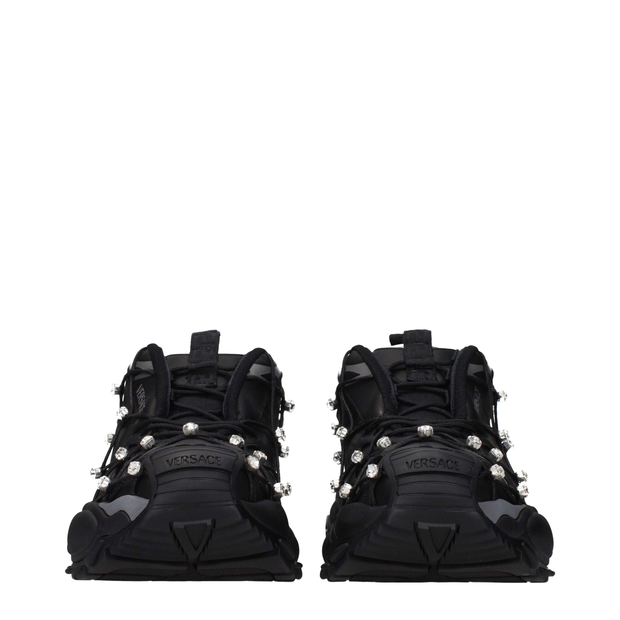 Black Fabric Chunky Sneakers