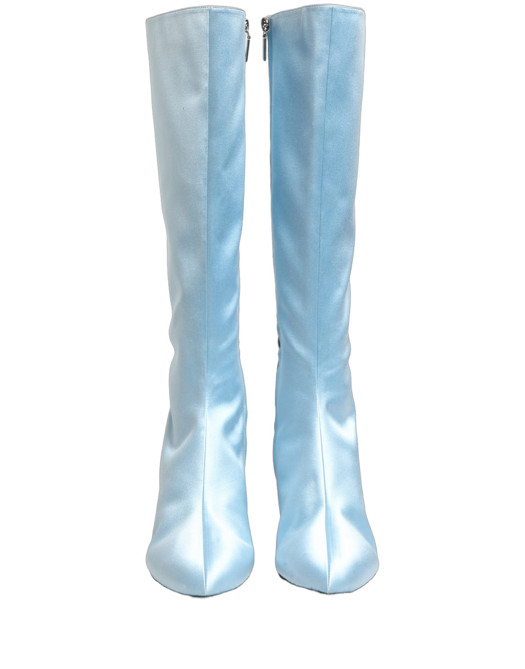 Light Blue Satin Knee High Boots Shoes