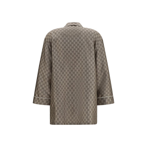 Beige Silk Dress Shirt
