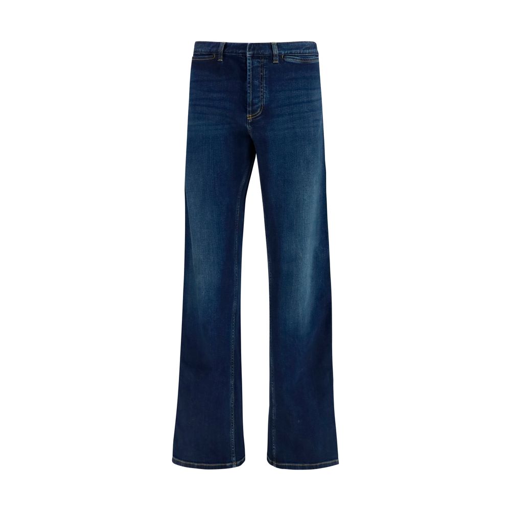 Blue Cotton Flared Jeans