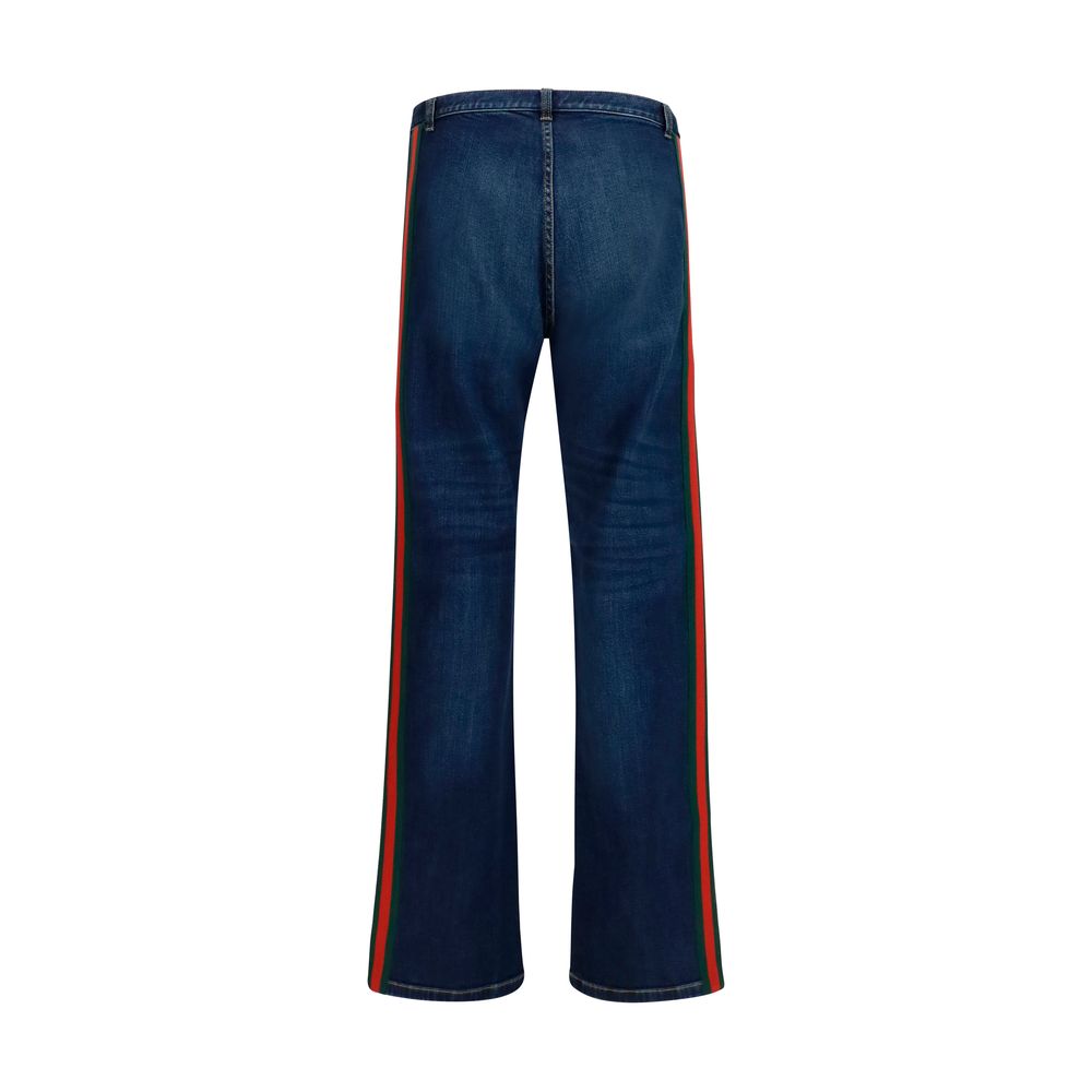 Blue Cotton Flared Jeans