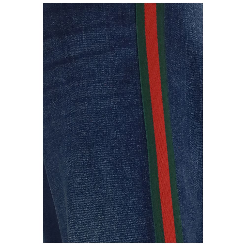 Blue Cotton Flared Jeans