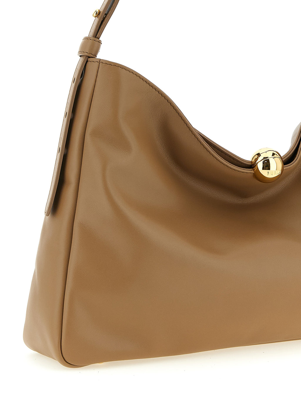 Beige Calfskin Shoulder Bag