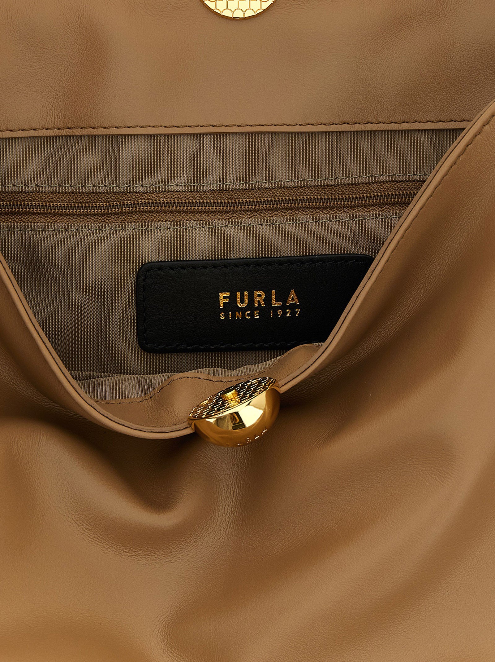 Beige Calfskin Shoulder Bag