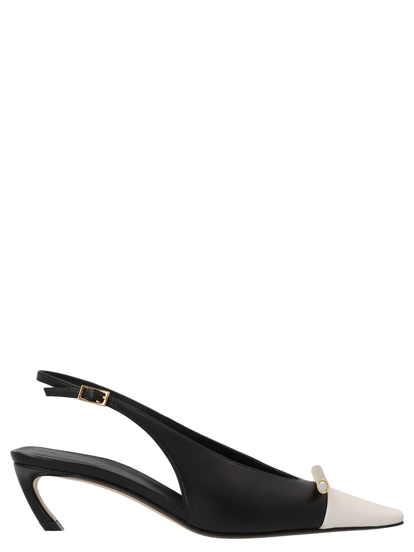 Bicolor Goatskin Mid Heel Pumps