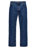Blue Cotton Straight-Leg Jeans