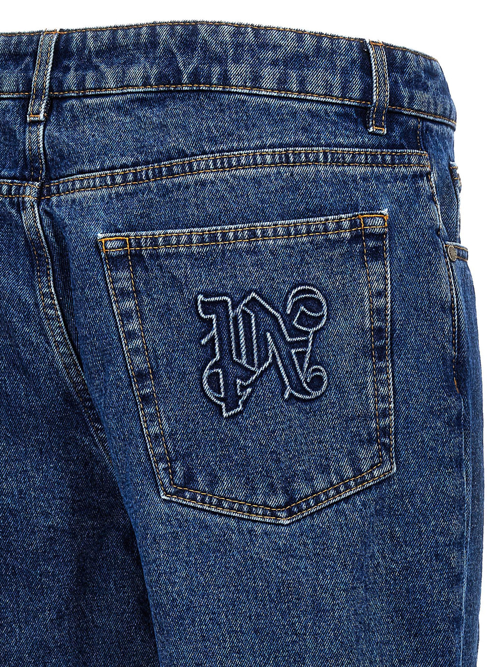 Blue Cotton Straight-Leg Jeans