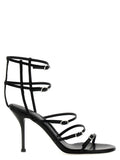 Black Lambskin Stiletto Heel Sandals