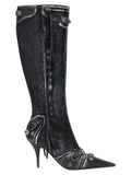 Black Lamb Leather Over The Knee