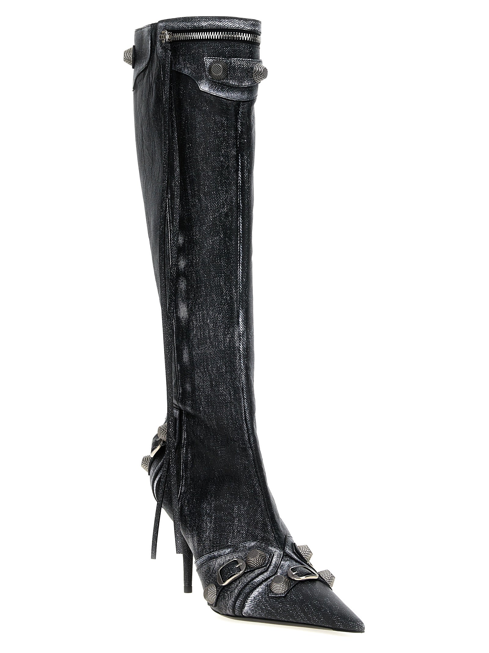 Black Lamb Leather Over The Knee