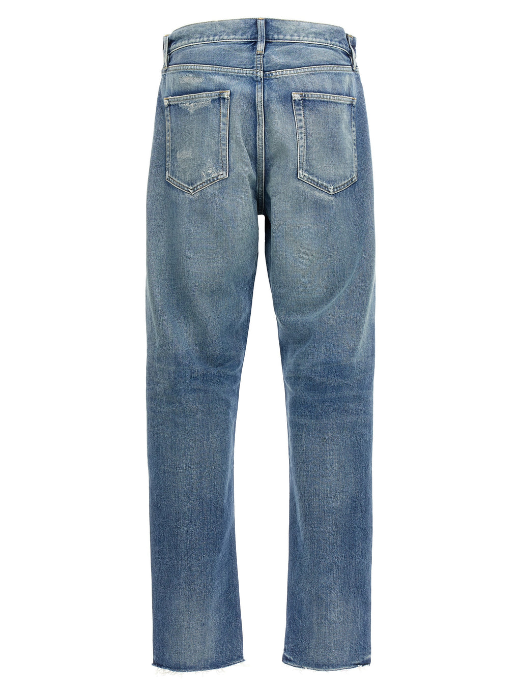 Blue Cotton Straight-Leg Jeans