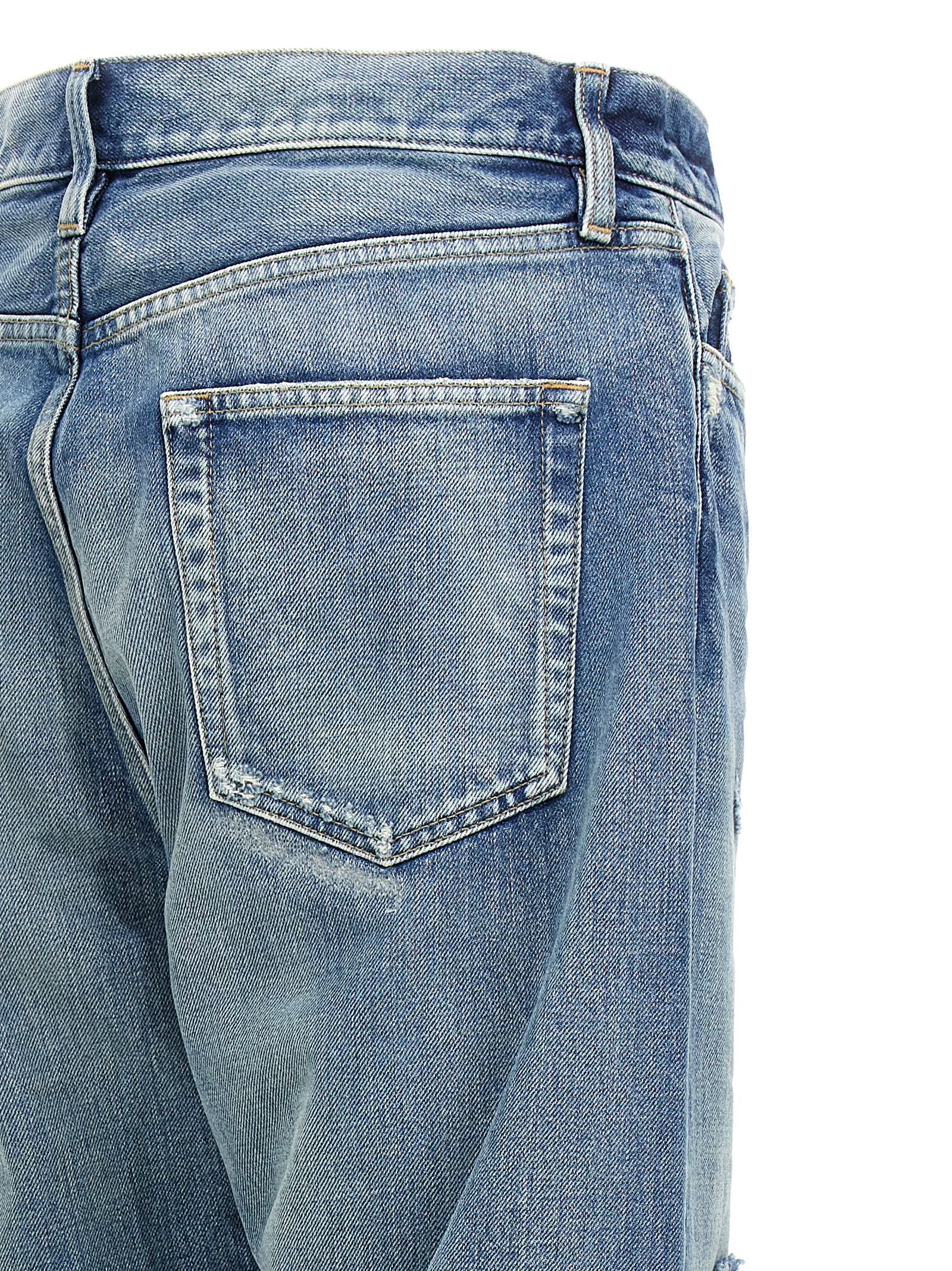 Blue Cotton Straight-Leg Jeans