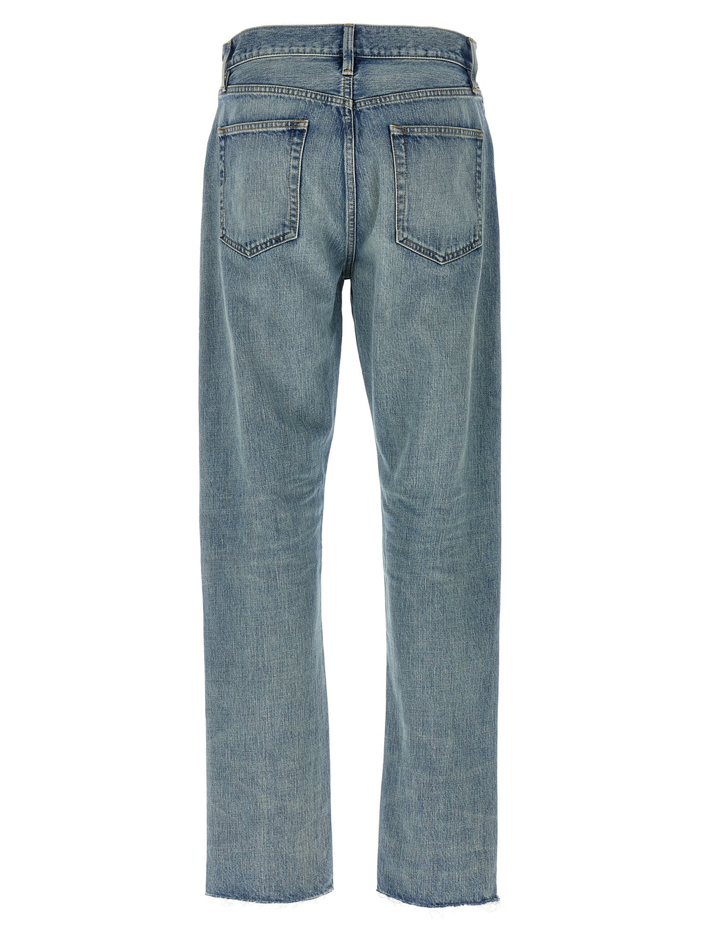 Blue Cotton Straight-Leg Jeans