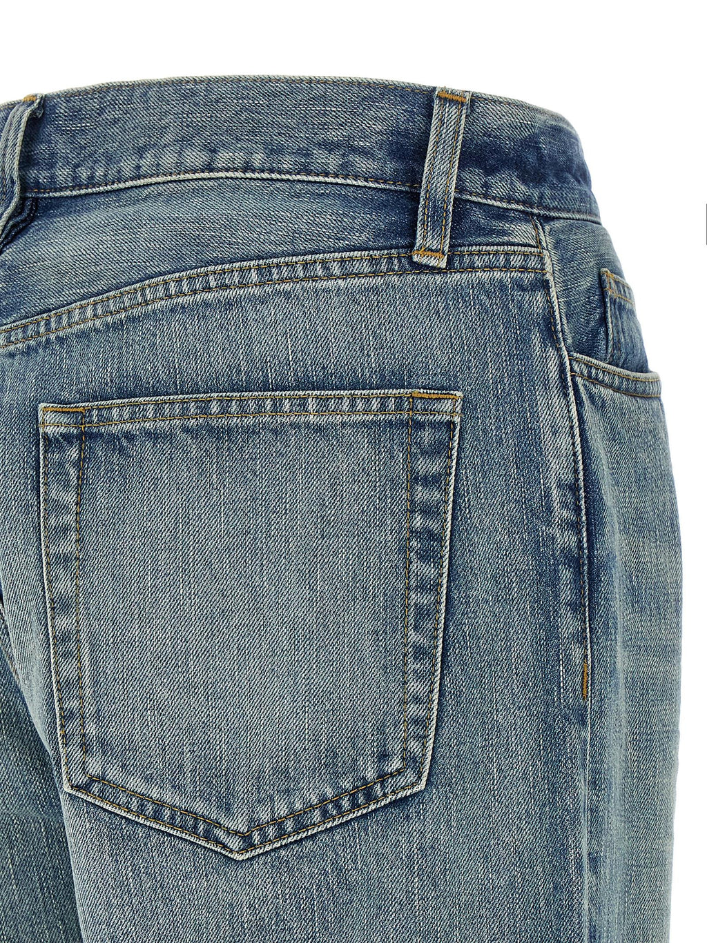 Blue Cotton Straight-Leg Jeans