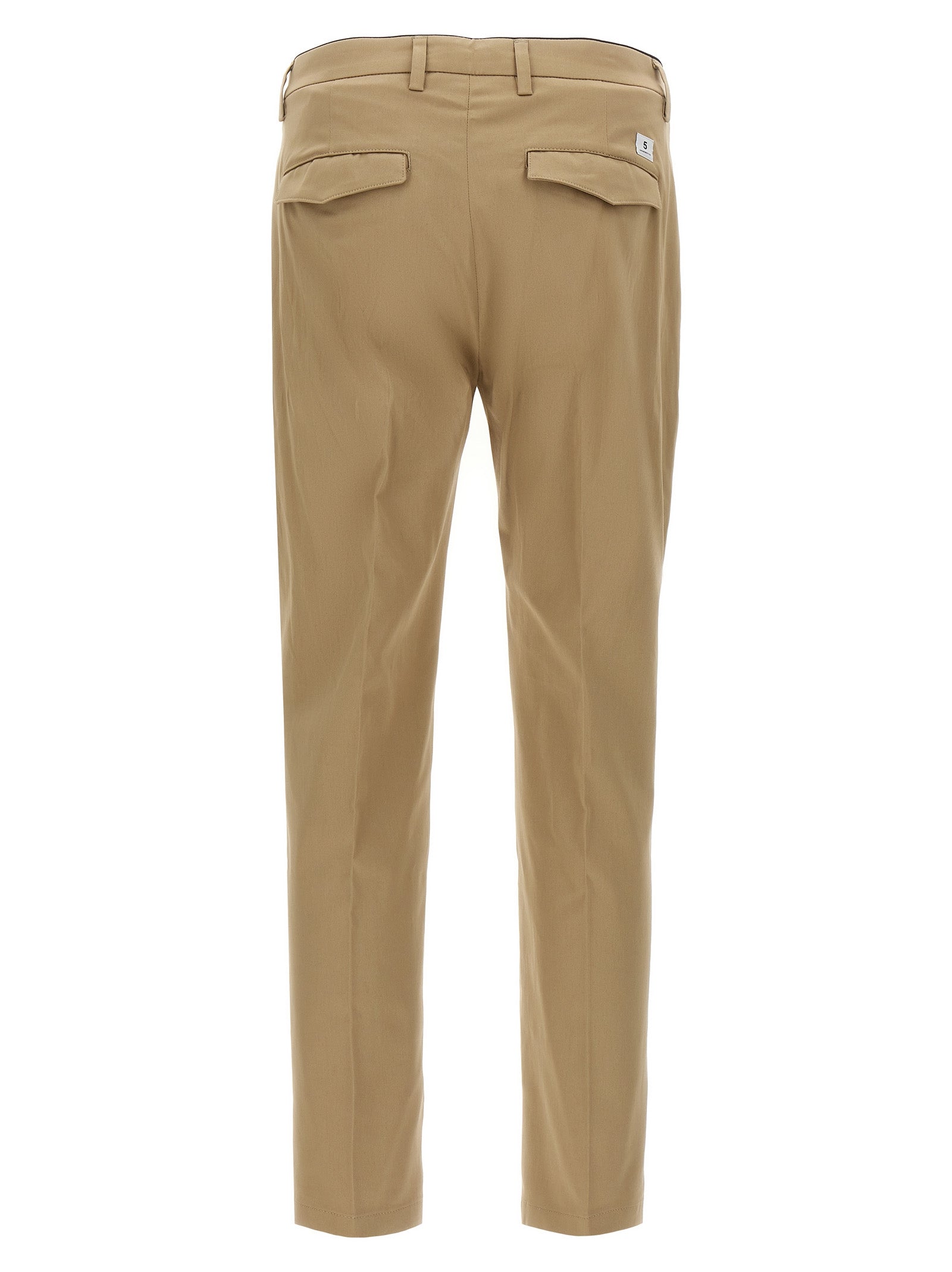 Beige Cotton Cropped Pants