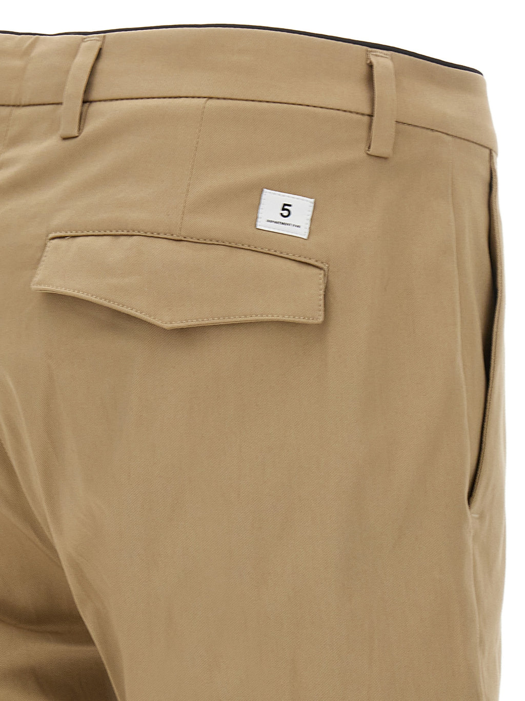 Beige Cotton Cropped Pants