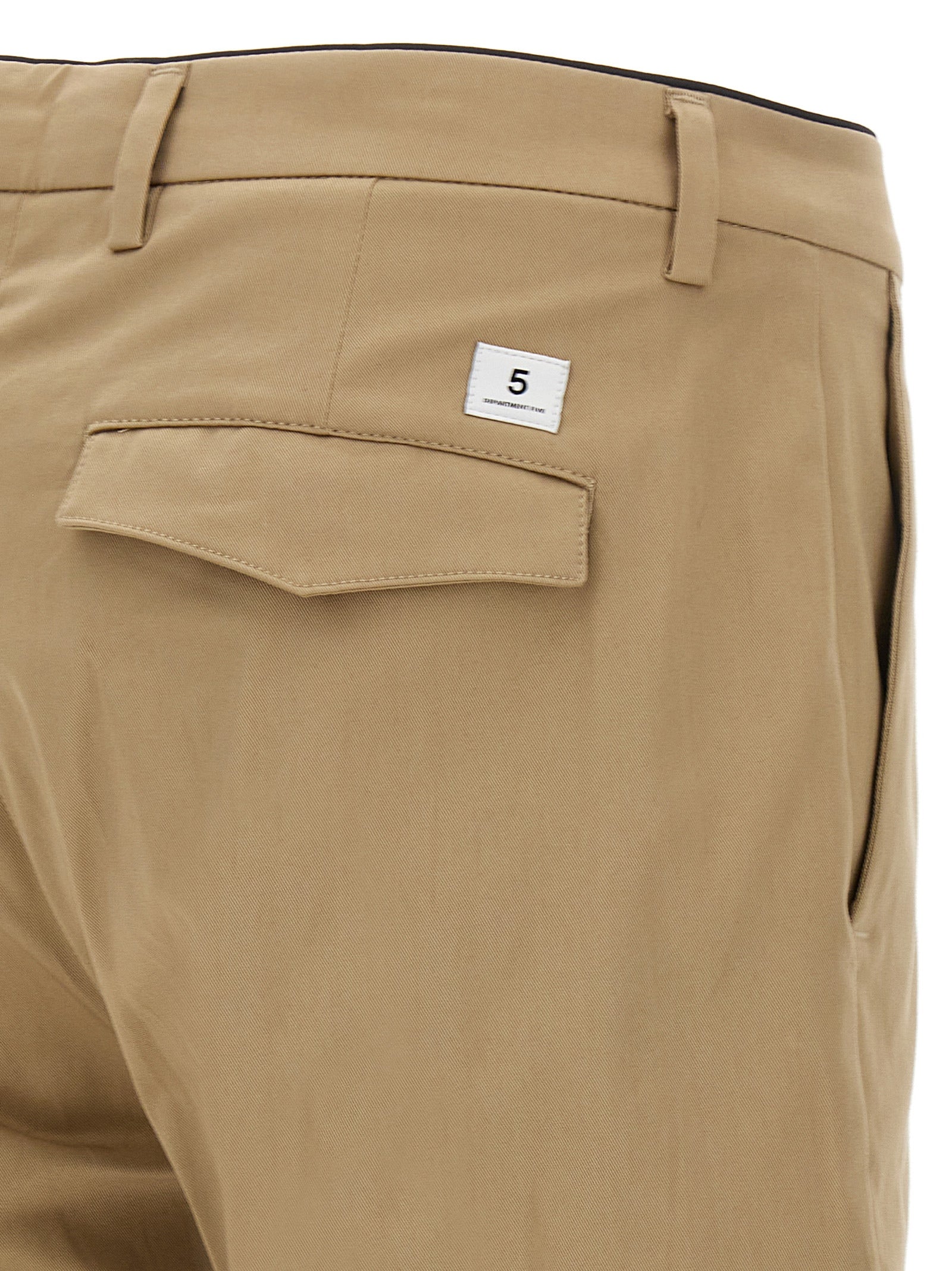 Beige Cotton Cropped Pants